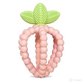 img 4 attached to RaZbaby Silicone Teething Toy - Textured BerryBumps Soothing Relief for Babies' Sore Gums - Pink