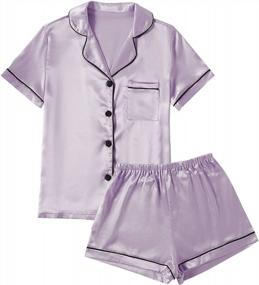 img 4 attached to Experience Luxurious Comfort With LYANER Women'S Short Sleeve Satin Pajama Set