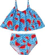 👶 adorable toddler baby girls swimsuit set: sleeveless swimwear outfit for beach vacation & summer fun! logo
