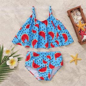 img 3 attached to 👶 Adorable Toddler Baby Girls Swimsuit Set: Sleeveless Swimwear Outfit for Beach Vacation & Summer Fun!