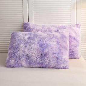 img 4 attached to 🛋️ 2 Pack Shaggy Plush Faux Fur Pillow Shams by LIFEREVO - Decorative Throw Pillow Covers with Zipper Closure, Luxuriously Soft Marble Print Furry Cushion Case, Velvety Luxury Pillowcases (Orchid, 20"x36")