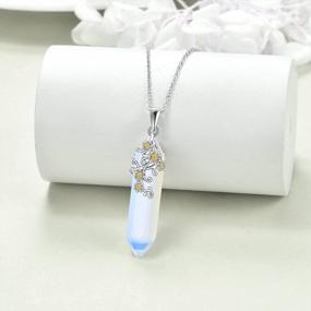 img 2 attached to Sterling Silver Rose/Daisy Opal Pendant Necklace Valentine'S Day Jewelry Gift For Women Teen Girls