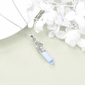 img 1 attached to Sterling Silver Rose/Daisy Opal Pendant Necklace Valentine'S Day Jewelry Gift For Women Teen Girls