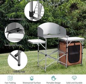 img 2 attached to Goplus Camping Kitchen Table, Portable Outdoor Cooking Table With Storage, 26'' Tabletop, Detachable Windscreen, Camp Cook Station, Folding Grill Table For Tailgating BBQ Picnic Backyard Beach RV