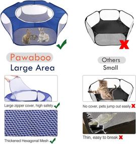 img 2 attached to 🐾 Pawaboo Small Animals Playpen: Waterproof Pet Cage Tent with Large Breathable Cover- Ideal for Kitten, Puppy, Guinea Pig, Rabbits, Hamster, Hedgehogs! Indoor/Outdoor, Pop-up & Foldable Fence in Indigo