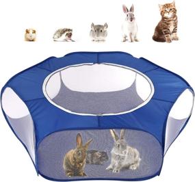 img 4 attached to 🐾 Pawaboo Small Animals Playpen: Waterproof Pet Cage Tent with Large Breathable Cover- Ideal for Kitten, Puppy, Guinea Pig, Rabbits, Hamster, Hedgehogs! Indoor/Outdoor, Pop-up & Foldable Fence in Indigo