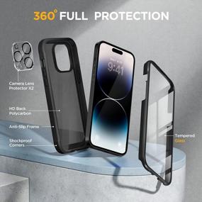 img 2 attached to Miracase Glass Series Designed For IPhone 14 Pro Max Case 6.7 Inch, [With 2Pcs Camera Lens Protectors] Full-Body Bumper Case With Built-In 9H Tempered Glass Screen Protector, Matte Black