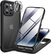 miracase glass series designed for iphone 14 pro max case 6.7 inch, [with 2pcs camera lens protectors] full-body bumper case with built-in 9h tempered glass screen protector, matte black logo