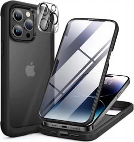 img 4 attached to Miracase Glass Series Designed For IPhone 14 Pro Max Case 6.7 Inch, [With 2Pcs Camera Lens Protectors] Full-Body Bumper Case With Built-In 9H Tempered Glass Screen Protector, Matte Black
