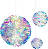 iridescent honeycomb ball and foil flowers ceiling decorations for bridal showers, weddings, birthdays, frozen theme parties, fairy princess and rainbow shows logo