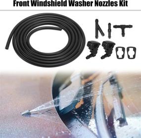 img 3 attached to 🚗 X AUTOHAUX Front Windshield Washer Nozzles Kit for Ford Focus 2.2m with Windshield Washer Hose and Connectors - Replaces 8S4Z17603AA