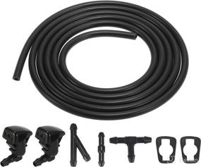 img 4 attached to 🚗 X AUTOHAUX Front Windshield Washer Nozzles Kit for Ford Focus 2.2m with Windshield Washer Hose and Connectors - Replaces 8S4Z17603AA