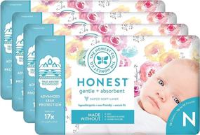 img 4 attached to 🌸 The Honest Company Diapers - Newborn, Size 0 - Rose Blossom Print TrueAbsorb Technology Plant-Derived Materials Hypoallergenic 32 Count (Pack of 4): Optimal Diaper Solution for Baby's Comfort and Safety