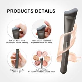 img 2 attached to Foundation Brush, EIGSHOW Premium Kabuki Brush With Unique Wave Shaped Head For Liquid, Cream And Powder, Professional Face Blending Brush Apply For Cheekbone Jawline