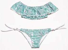 img 2 attached to Flaunt Your Style In ZIUMUDY'S Sexy Floral Print Bikini Sets - Clear, Ruffled & Off-Shoulder