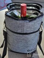 img 1 attached to OPUX 2 Bottle Wine Bag Tote Carrier Leakproof Insulated Wine Cooler Bag For Travel BYOB Picnic Padded Portable Wine Bottle Bag For Dinner Party Gift For Wine Lovers (Heather Gray, 2 Bottle Bag) review by Tonya Washington