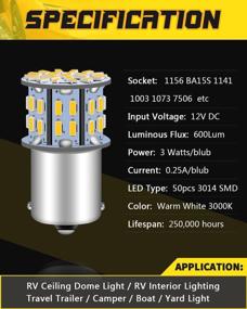 img 2 attached to 10-Pack 1141 1003 1073 7506 LED Bulbs 3000K Warm White 3014 50-SMD - Qoope 12V RV Camper Trailer Yard Light Replacement Lamps