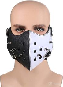 img 3 attached to 🏍️ Punk Faux Leather Half Face Mask - Wind Protector for Motorcycle Bikers, Anti-Dust Sport Mask Halloween Costume