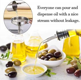 img 1 attached to Набор из 6 носиков для оливкового масла из нержавеющей стали с воронками для легкого наливания ликера, уксуса, сиропа или масла