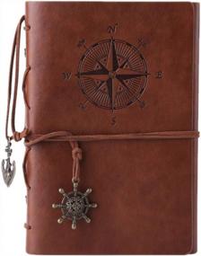 img 4 attached to MALEDEN Embossed Refillable Travel Journal With Daily Spiral Notebook For Diary Writing