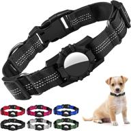 🐶 reflective adjustable pet collar for apple airtags - soft nylon dog collar with airtag holder case - durable airtag dog collar accessory for puppy dogs - xs size - black logo