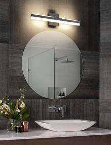 img 2 attached to Современные светодиодные светильники для ванной комнаты - черный настенный светильник для ванны над зеркалом - длина 23,62 дюйма, 22 Вт, теплый свет 3000K - Joossnwell