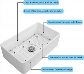 img 2 attached to Современная белая кухонная раковина - Настоящая огнеупорная мойка в фермерском доме