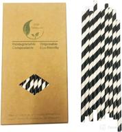 dingzan black white stripes paper drinking straws, 100 count: premium quality black striped straw paper for eco-friendly beverages logo