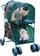 double decker pet stroller in green by kittywalk logo