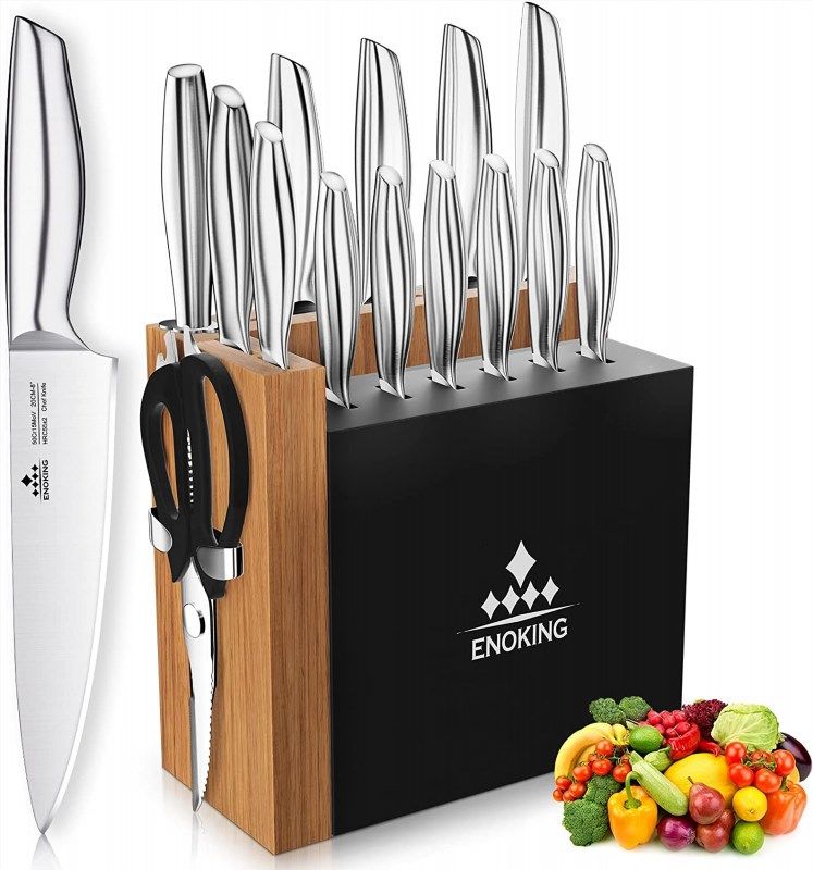 ENOKING Magnetic Knife Block with Acrylic Shield Double Side Kitchen Knife  Hold