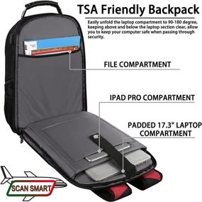 img 2 attached to 🎒 Extra Large 17.3-Inch Laptop Backpack with Rain Cover | TSA Friendly and Flight Approved | RFID Anti-Theft Pocket | USB Charger Port | Water Resistant School Bag for Men and Women