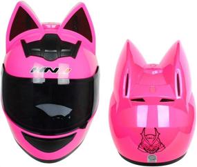 img 3 attached to Cool and Cute Cat Ear Motorcycle Helmet - DOT/FMVSS-218 Certified, Unisex Full Face Style, All-Season Design