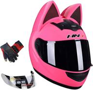 cool and cute cat ear motorcycle helmet - dot/fmvss-218 certified, unisex full face style, all-season design logo