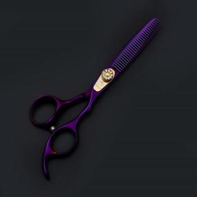 img 2 attached to Профессиональный парикмахерский набор для стрижки и истончения волос - фиолетовые ножницы-ножницы - 6,0 "- идеально подходят для текстурирования волос