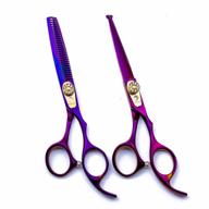 professional barber hair cutting and thinning set - purple scissors shears - 6.0" - perfect for texturizing hair logo
