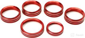 img 2 attached to 🔴 iJDMTOY 6pc-Set Red Aluminum Air Conditioner Stereo Volume/Tune Trailer/4WD Switch Knob Ring Covers Compatible With 2017-2020 Pre-LCI Ford SuperDuty F250 F350 F450 w/Rubber Knobs: Enhance Style and Protection!