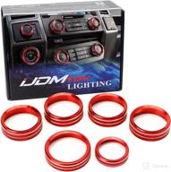 🔴 ijdmtoy 6pc-set red aluminum air conditioner stereo volume/tune trailer/4wd switch knob ring covers compatible with 2017-2020 pre-lci ford superduty f250 f350 f450 w/rubber knobs: enhance style and protection! logo