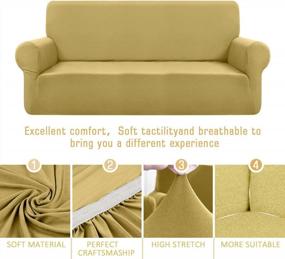 img 2 attached to TAOCOCO 3-Seater Sofa Cover With 2 Pillowcases, Stretchy Polyester-Spandex Fabric Furniture Protector For Living Room (Sofa 72"-92", Pale Yellow)