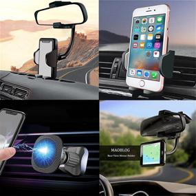 img 1 attached to MAOBLOG Car Phone Holder Mount: Rearview Mirror & Air Vent Combo for iPhone 12/11/XR, Samsung Galaxy S10/S9/S8 – Gray