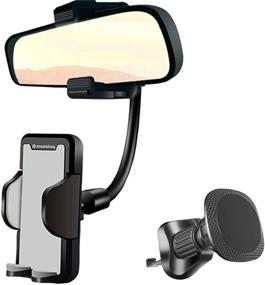 img 4 attached to MAOBLOG Car Phone Holder Mount: Rearview Mirror & Air Vent Combo for iPhone 12/11/XR, Samsung Galaxy S10/S9/S8 – Gray