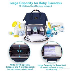 img 3 attached to Dark Blue Baby Bag with Changing Station and Sunshade Top, Portable Diaper Backpack for Newborn Essentials with Insect Net, USB Charging Port - Ideal for Baby Boy & Girl Travel