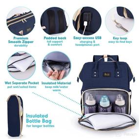 img 1 attached to Dark Blue Baby Bag with Changing Station and Sunshade Top, Portable Diaper Backpack for Newborn Essentials with Insect Net, USB Charging Port - Ideal for Baby Boy & Girl Travel