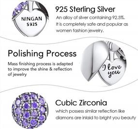 img 1 attached to 925 Sterling Silver Love Heart Pendant Bead With 5A Cubic Zirconia For Women Girls Wife Mom Daughter Friends Charm Bracelet - NINGAN 'I Love You' Dangle Charm