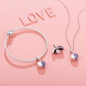 img 4 attached to 925 Sterling Silver Love Heart Pendant Bead With 5A Cubic Zirconia For Women Girls Wife Mom Daughter Friends Charm Bracelet - NINGAN 'I Love You' Dangle Charm