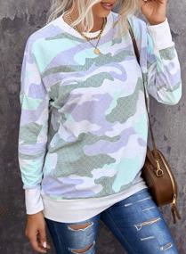 img 2 attached to Sidefeel Women Long Sleeve Crewneck Pullover Camo Print Sweatshirt Jumper Top