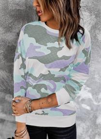 img 3 attached to Sidefeel Women Long Sleeve Crewneck Pullover Camo Print Sweatshirt Jumper Top