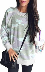 img 4 attached to Sidefeel Women Long Sleeve Crewneck Pullover Camo Print Sweatshirt Jumper Top