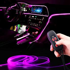 img 4 attached to USB Music Sync LED Fiber Optic Car Strip Lights - Multicolor Multiple Modes For Sedan Truck SUV Accessories Dashboard Center Console