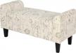 modern linen entryway bench with cream white parchment background - homcom 41" ottoman bench with signature print logo