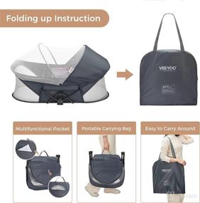 img 2 attached to 🏕️ Premium Travel Bassinet for Newborn Infants - VEEYOO Portable Folding Baby Bed with Sunshade, Mosquito Net, and Lightweight Breathable Material - Ideal for Outdoor Camping and Travel